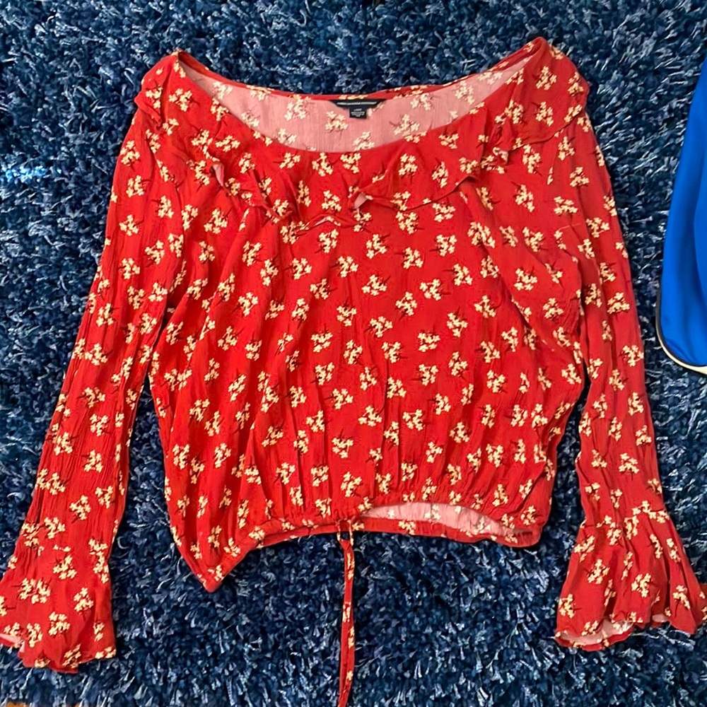 SALE American Eagle Floral Red Top